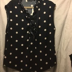 Navy Polka Dot Blouse.